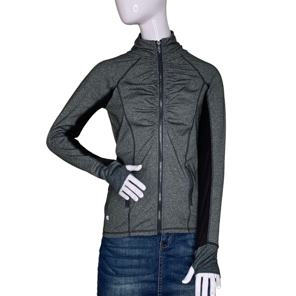 90 Degrees by Reflex Rushed Light Weight Zipper Up Jacket Black and Gray Size XS
